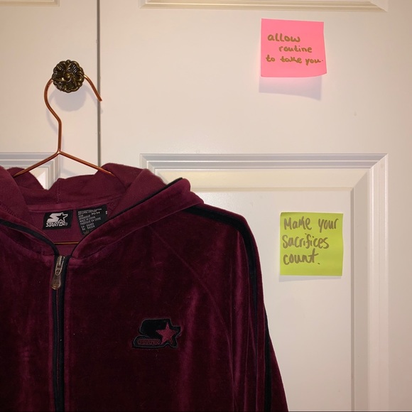 Velvet Zip Up Starter Hoodie - Picture 2 of 5